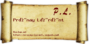 Prónay Lóránt névjegykártya